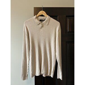 Cream 2 Button Polo J. Ferrar Medium